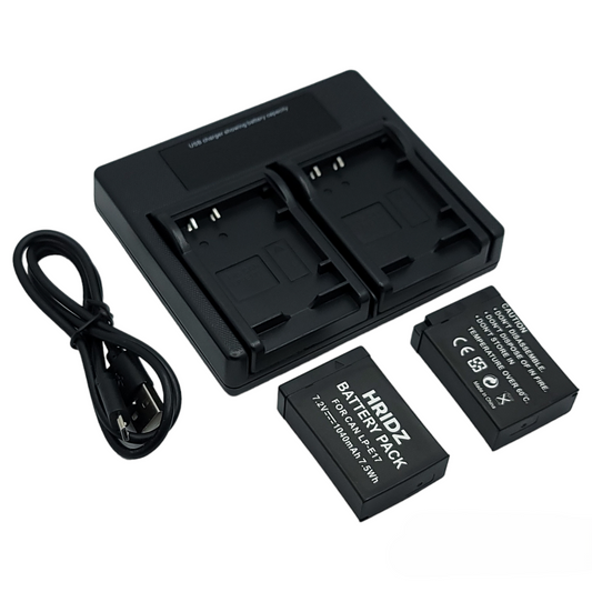 Hridz LP-E17 Batteries & Dual Charger For Canon EOS M6 200D 200D 77D 750D 760D 8000D V571-0728040811829