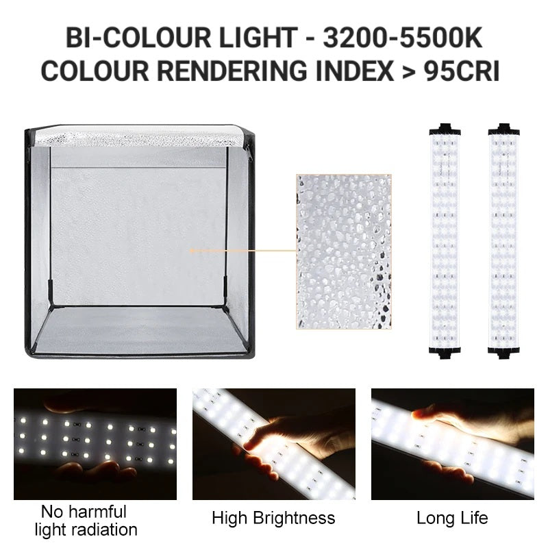 Hridz 60cm Light Box Bi-Colour Photography Portable Photo Studio Shooting Tent with 6 PVC Backdrops V571-0740111698276