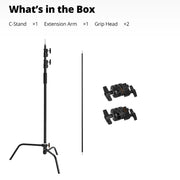 150-330cm Black Heavy Duty C-Stand Adjustable Light Stand Load 20KG Capacity V571-0740111698290