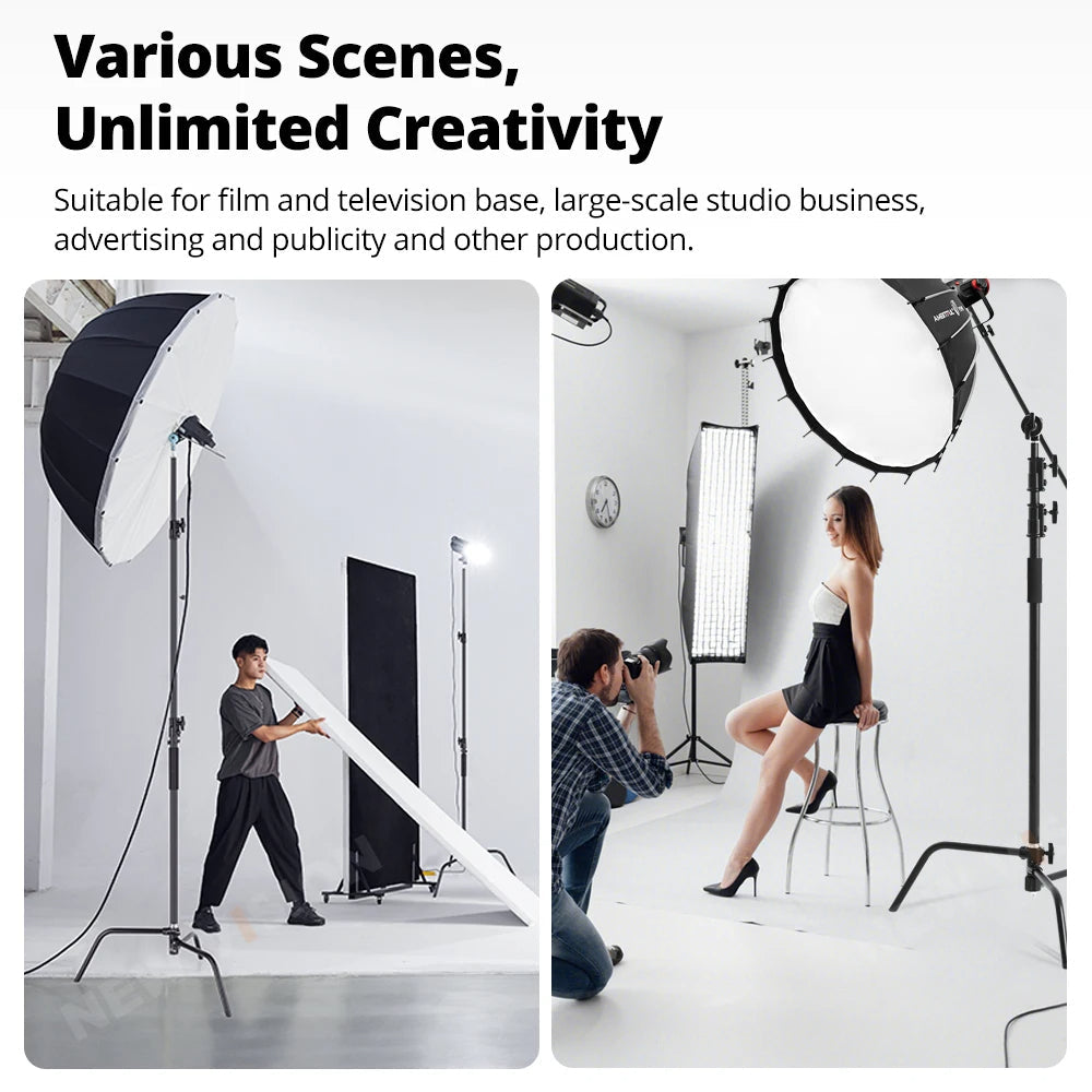 150-330cm Black Heavy Duty C-Stand Adjustable Light Stand Load 20KG Capacity V571-0740111698290