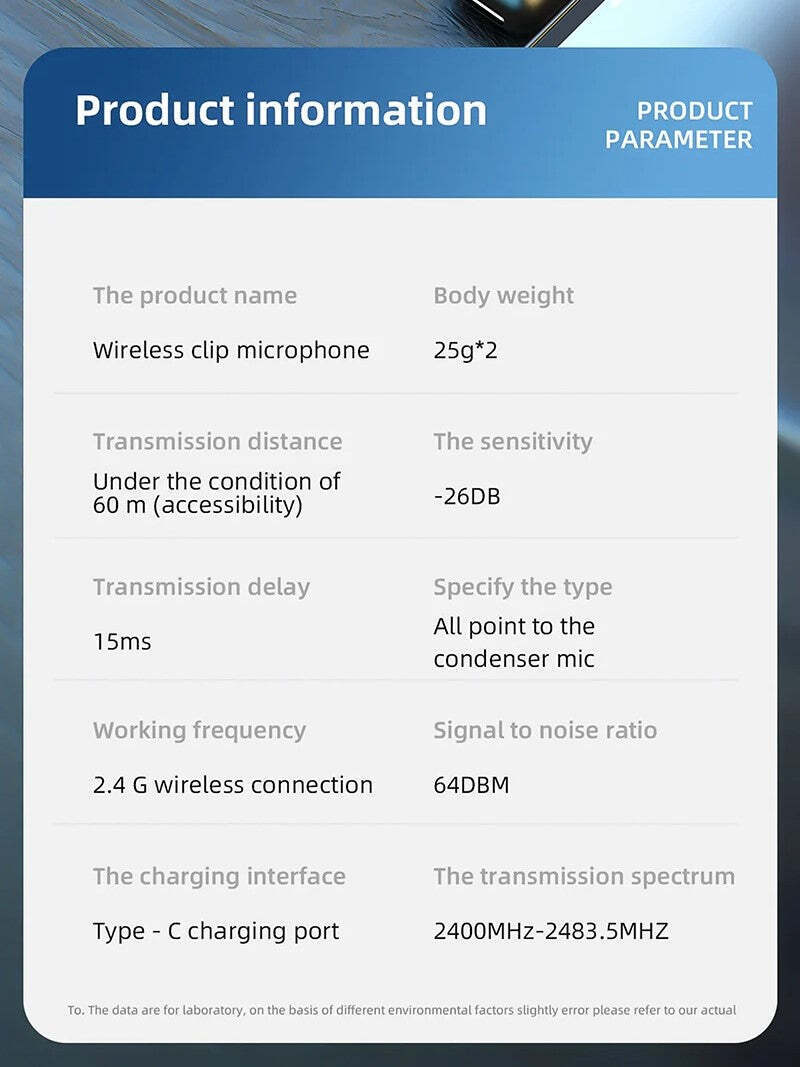 Hridz SX6 Type-C 2in1 Portable Professional Wireless Microphone 2.4g Dual Microphone for Vlog Singing V571-0740111698696