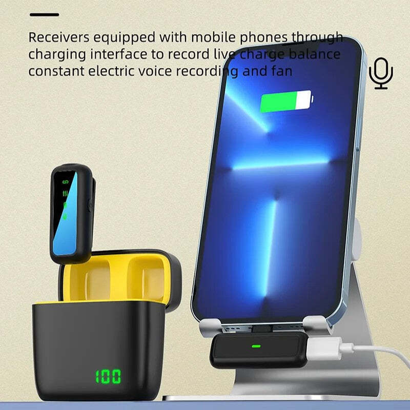 Hridz SX6 Type-C 2in1 Portable Professional Wireless Microphone 2.4g Dual Microphone for Vlog Singing V571-0740111698696