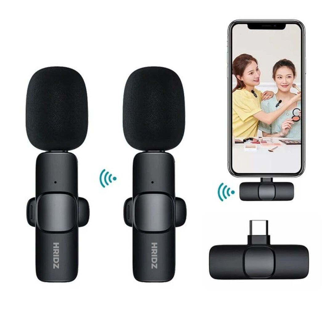 Hridz HZ9 Wireless Rechargeable 2 in 1 Type-C Microphone For Podcast Recording Interview V571-0740111698702