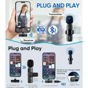 Hridz HZ9 Wireless Rechargeable 1 in 1 Microphone For fast connection Port Devices Recording Interview V571-0740111698733