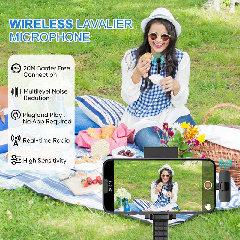 Hridz HZ9 Wireless Rechargeable 1 in 1 Microphone For fast connection Port Devices Recording Interview V571-0740111698733