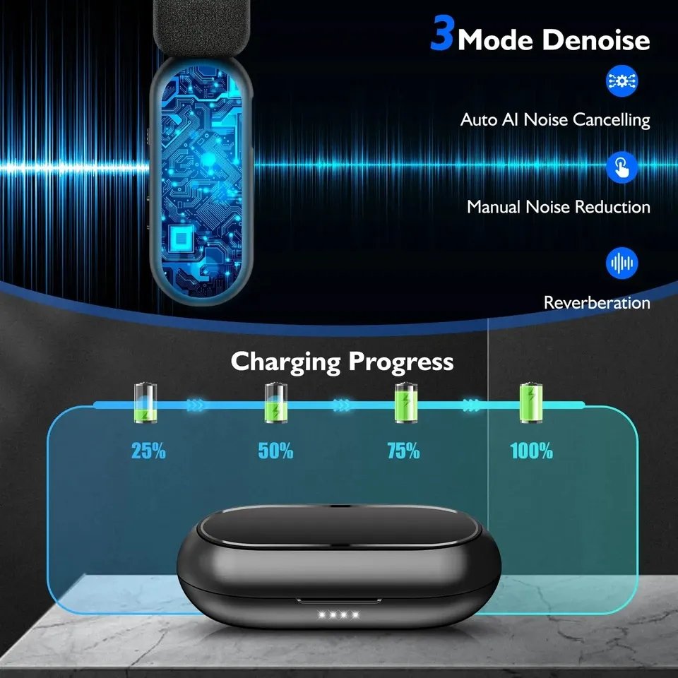 HRIDZ Wireless Lavalier Microphone fast connection Port Mic For Apple iPhone ipad Vlog Live Stream V571-1005004255724861