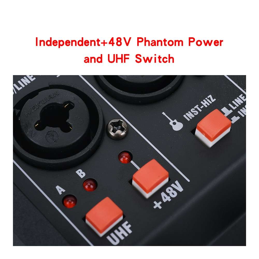 HRIDZ EMC-G04 Audio Mixer with UHF Wireless Microphone for DJ Karaoke PC Record V571-4001339460349