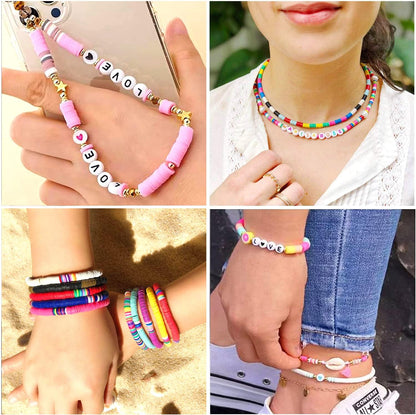 13200PCS 84 Colours Flat Round Polymer Clay Beads Kit Heishi Alphabet Letter Beads for Jewellery Bracelet V571-728040811126