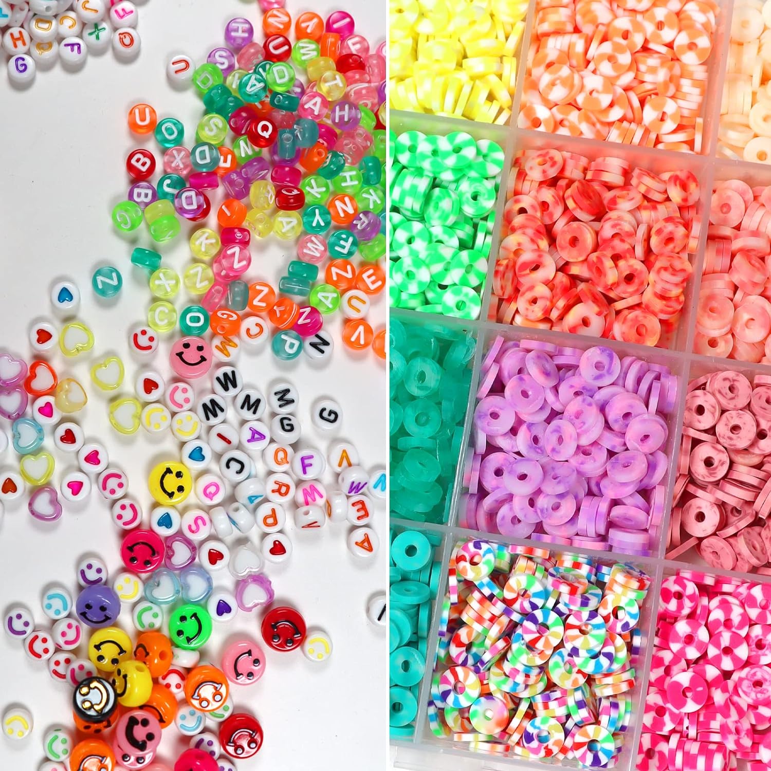 13200PCS 84 Colours Flat Round Polymer Clay Beads Kit Heishi Alphabet Letter Beads for Jewellery Bracelet V571-728040811126