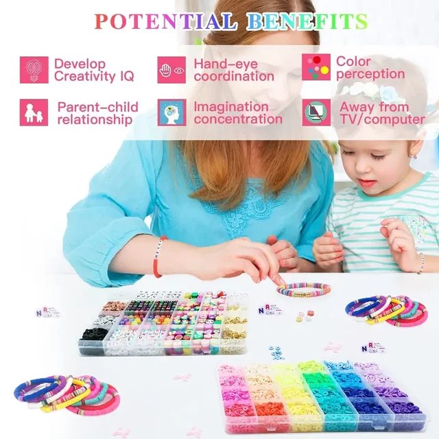 10800pcs Clay Beads for Bracelet Making Kit 72 Colors Spacer Heishi Beads Jewelry Making Kit V571-728040811232