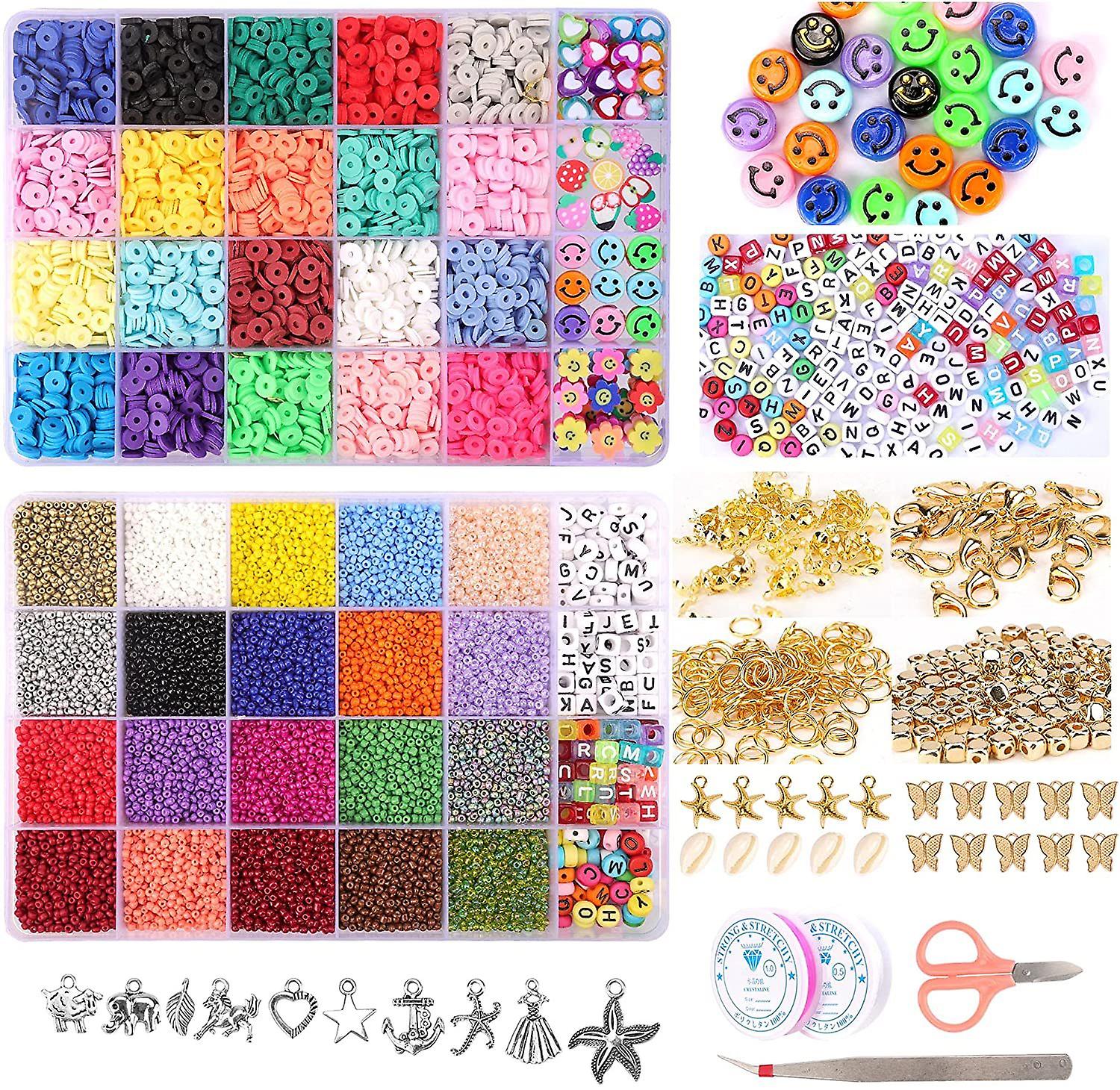 25000 Pcs 24 Girds DIY Acrylic Bead A-Z Letter Beads and Polymer Soft Clay Kit For Bracelet Making V571-728040811263