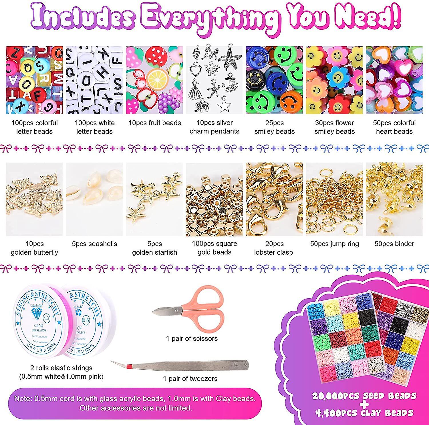 25000 Pcs 24 Girds DIY Acrylic Bead A-Z Letter Beads and Polymer Soft Clay Kit For Bracelet Making V571-728040811263
