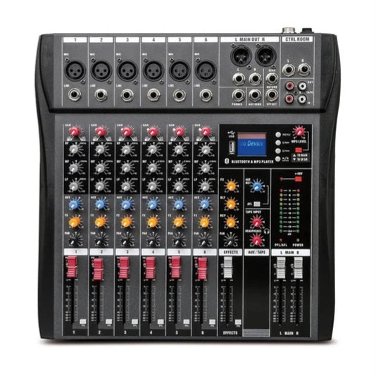 Hridz 6 Channels Bluetooth Mixer DJ Live Studio Audio Mixer USB Console Amplifier AUX V571-HRIDZCT60SAM