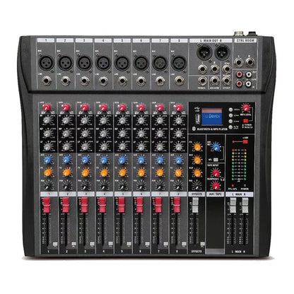 Hridz CT-80S Professional Audio Mixer - 8 Channels Bluetooth USB Mixer with Effects, 48V Phantom Power, and V571-HRIDZCT80SAM