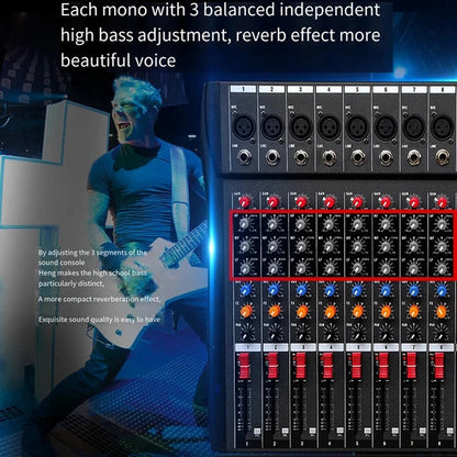 Hridz CT-80S Professional Audio Mixer - 8 Channels Bluetooth USB Mixer with Effects, 48V Phantom Power, and V571-HRIDZCT80SAM