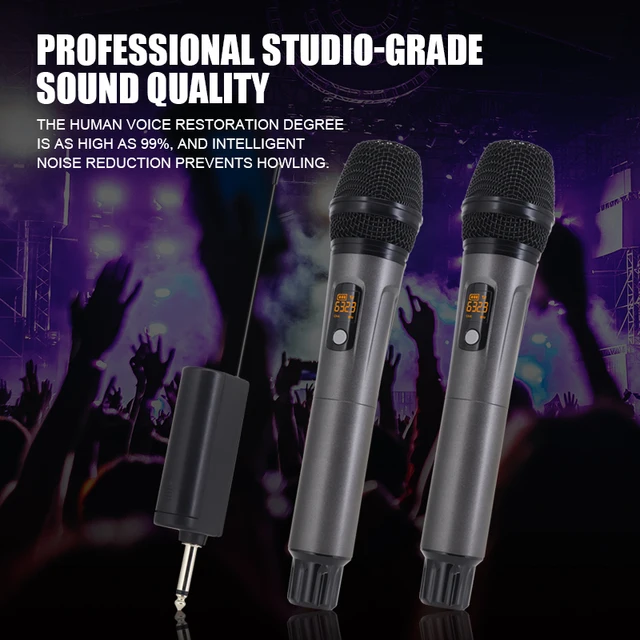 Hridz rechargeable UHF dual channel wireless microphone system for performances V571-HZ-UHFW2M
