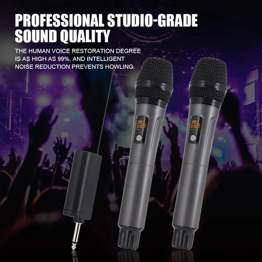 Hridz rechargeable UHF dual channel wireless microphone system for performances V571-HZ-UHFW2M