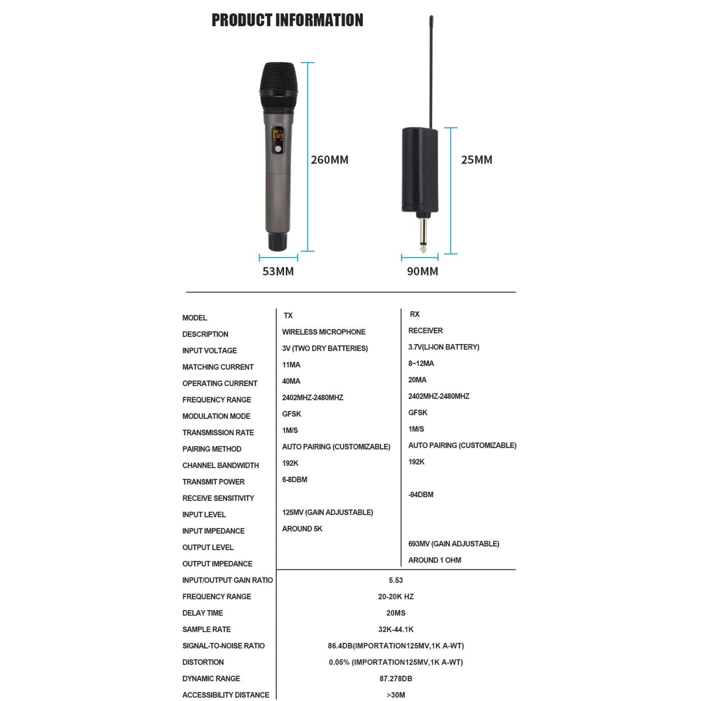 Hridz rechargeable UHF dual channel wireless microphone system for performances V571-HZ-UHFW2M