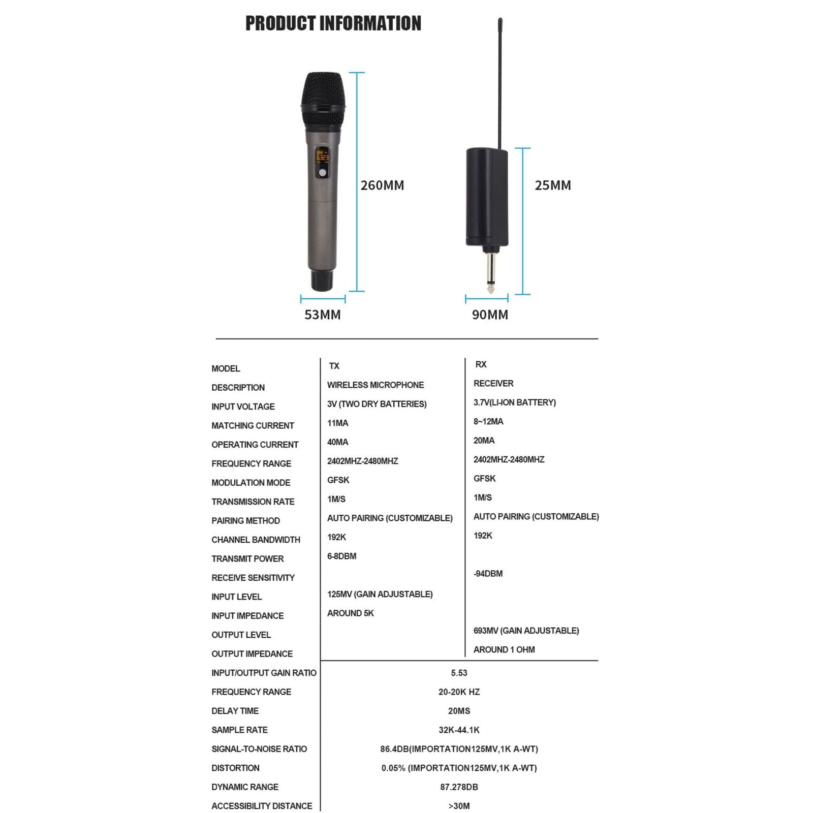 Hridz rechargeable UHF dual channel wireless microphone system for performances V571-HZ-UHFW2M