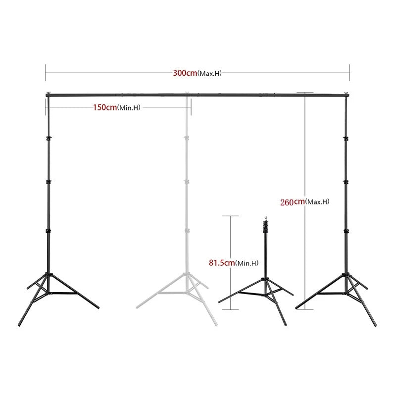 2.6M*3M Heavy Duty Backdrop Support System for Photography Background Photo Video Studio V571-HZ260CMBGSST