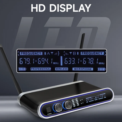 Hridz Wireless UHF Microphone Kit Dual Handheld Mics with 100m Range Receiver for Karaoke Meetings Parties V571-HZ2UHFM100MRSET