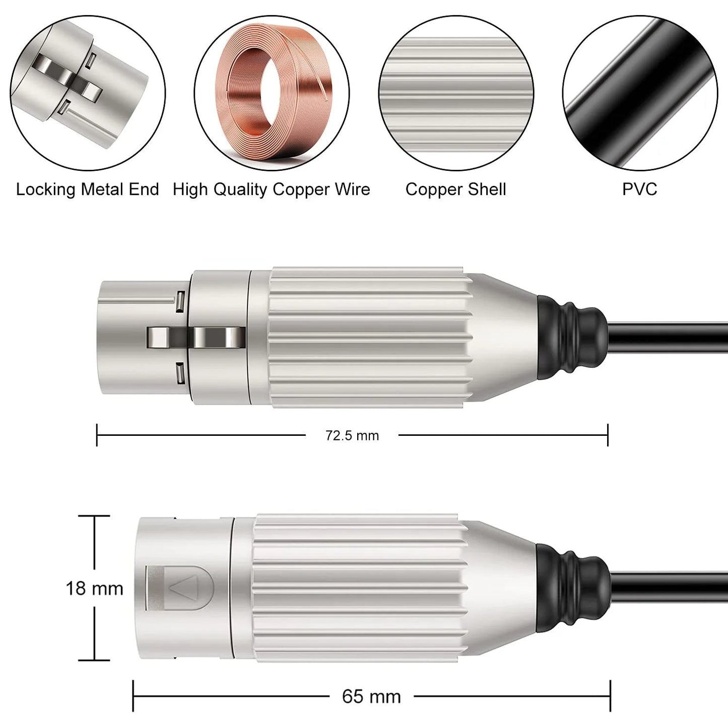 1m Hridz XLR Cable Male To Female Audio Output and Input Apply To KTV Microphone V571-HZMFXLRCABLE-1M