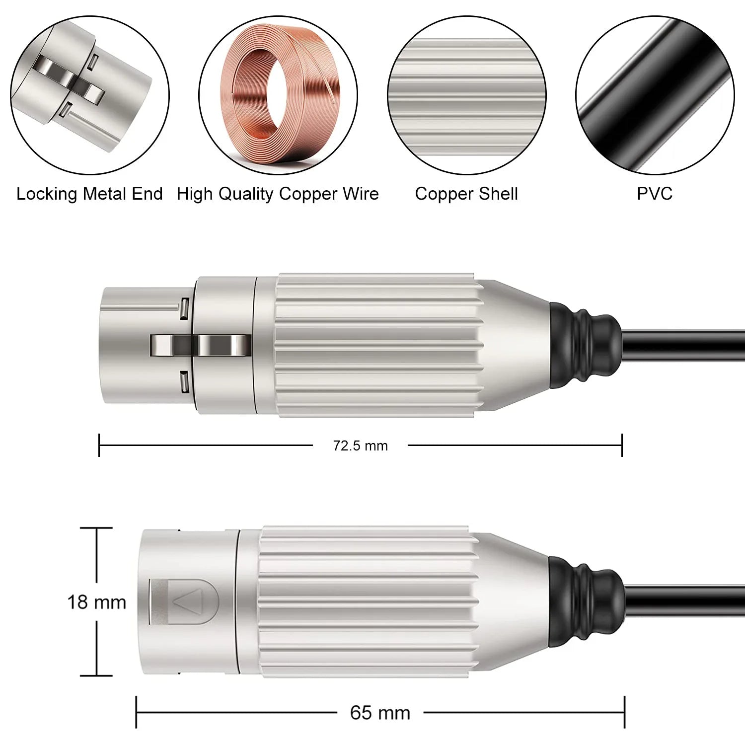 1m Hridz XLR Cable Male To Female Audio Output and Input Apply To KTV Microphone V571-HZMFXLRCABLE-1M