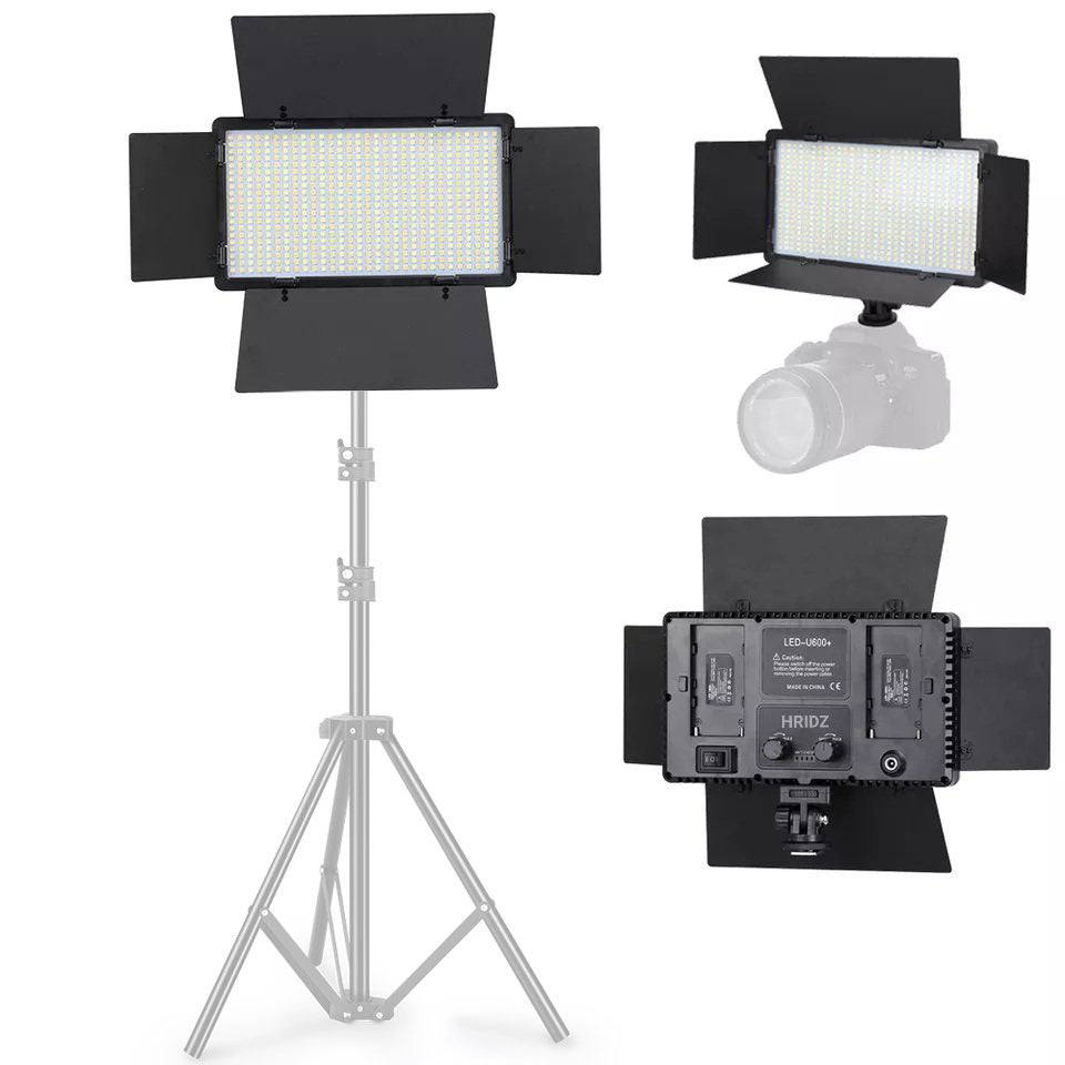 HridZ U600 LED Video Light - Dimmable Bi-Color 2500K-8500K Panel, Remote-Controlled, for Photography, V571-HZUBICOLORLED-600