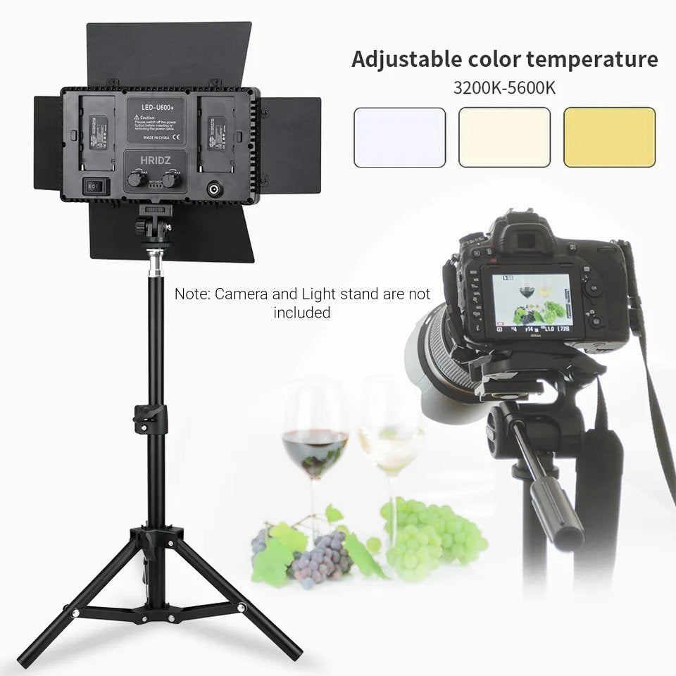 HridZ U600 LED Video Light - Dimmable Bi-Color 2500K-8500K Panel, Remote-Controlled, for Photography, V571-HZUBICOLORLED-600
