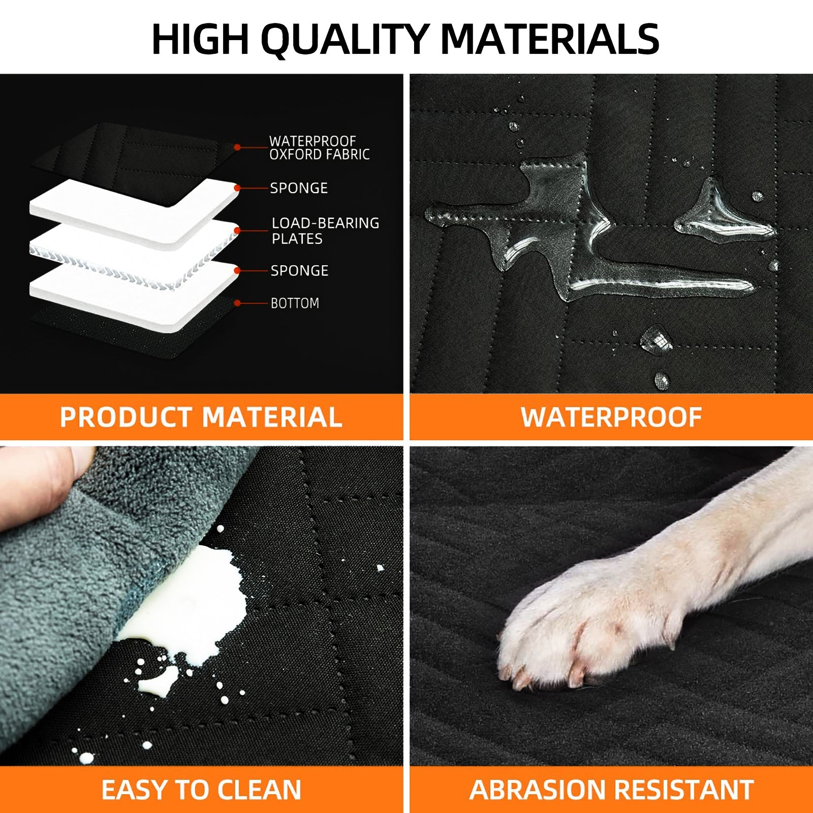 Black PawfectFriend Hard Bottom Car Back Seat Extender & Hammock for Dogs - 63x132cm Waterproof, Heavy-Duty V571-PF-CAR-HMCK-BLK
