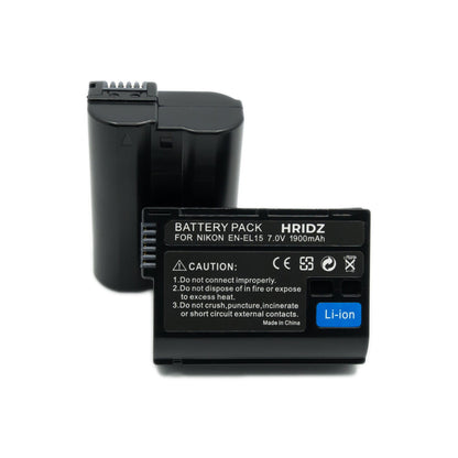 Hridz EN-EL15 Battery & Charger set for Nikon Z6, Z7, D780, D500, D600, D610, D750, D800, D810, D810a, D850 V571-TFDCB2B1C1BENEL15