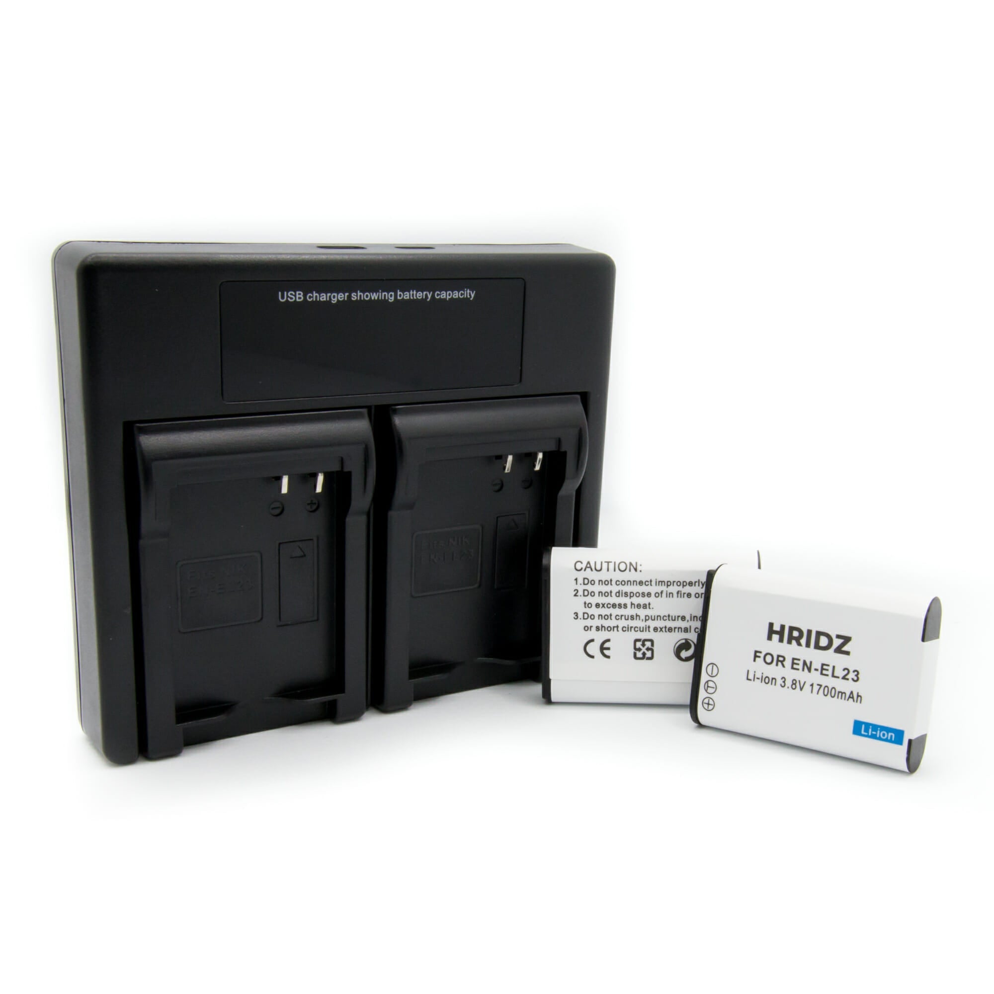 HRIDZ EN-EL23 Battery & Charger Set For Nikon Coolpix B700 S810c P600 P610S V571-TFDCB2B1C1BENEL23