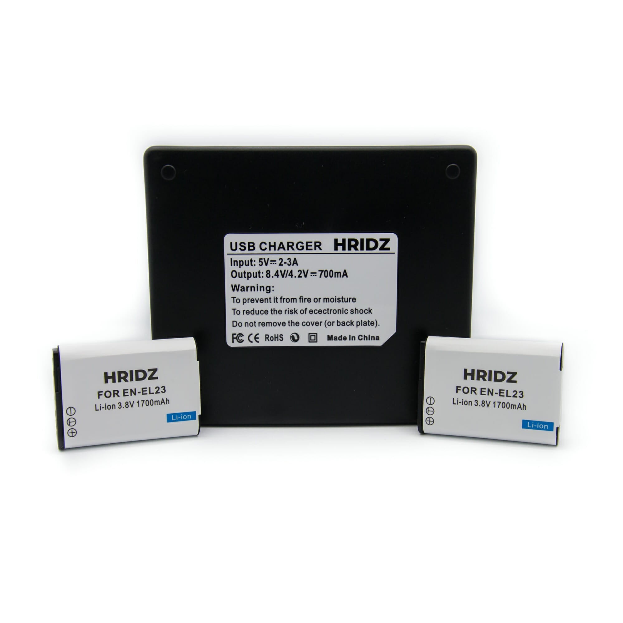 HRIDZ EN-EL23 Battery & Charger Set For Nikon Coolpix B700 S810c P600 P610S V571-TFDCB2B1C1BENEL23