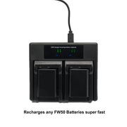 Hridz FW50 Battery Charger for Sony Alpha A7 A7II NEX-3 3N 5 NEX-6 NEX-7 V571-TFDCB2B1C1BNPFW50-C