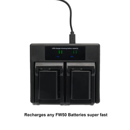 Hridz FW50 Battery Charger for Sony Alpha A7 A7II NEX-3 3N 5 NEX-6 NEX-7 V571-TFDCB2B1C1BNPFW50-C