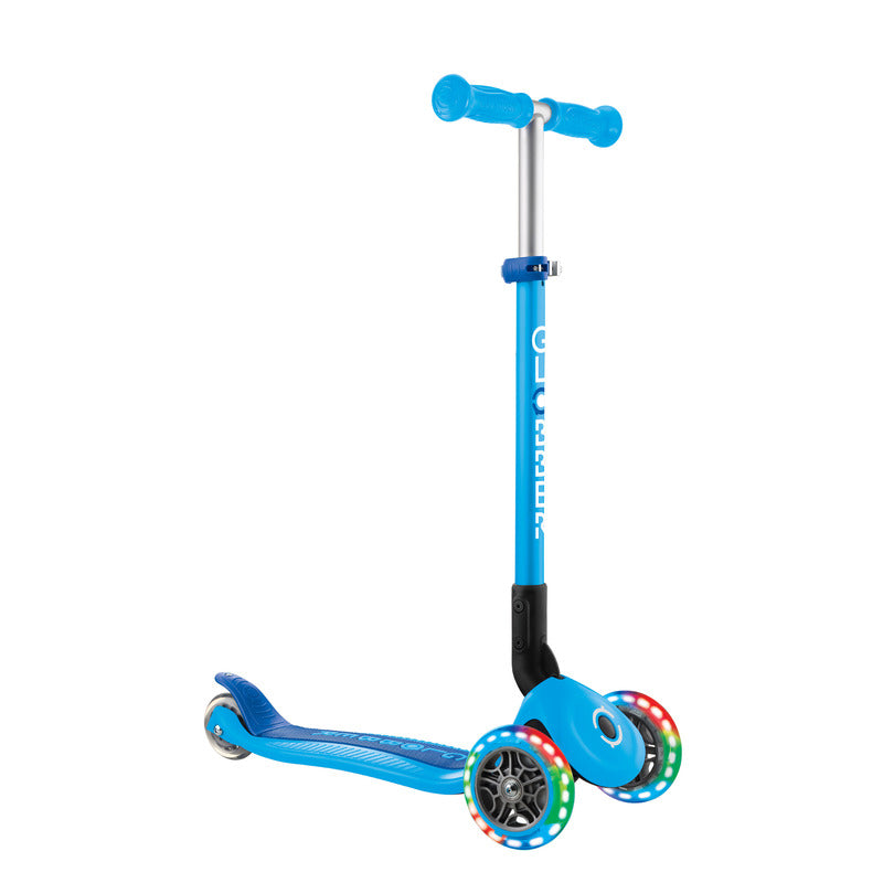 Globber PRIMO Foldable Lights Scooter - Sky Blue/Navy Blue V572-432-101-3