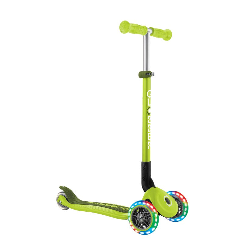 Globber PRIMO Foldable Lights Scooter - Lime Green/Khaki Green V572-432-106-3