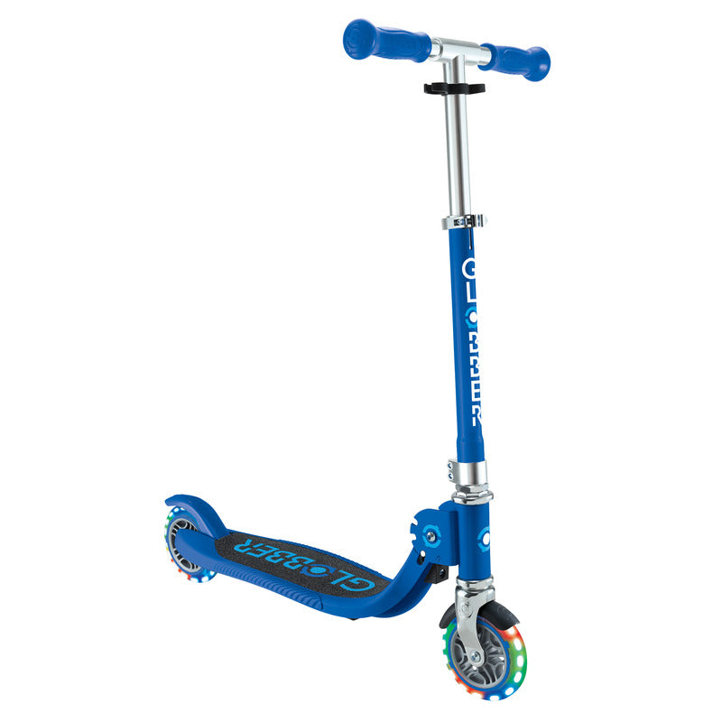 Globber FLOW FOLDABLE JUNIOR with lights - Navy Blue/ Sky Blue V572-870-100