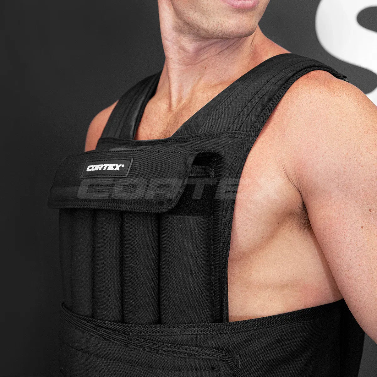 CORTEX 20kg Adjustable Weight Vest with 1kg Increments in Black V572-CSAC-WVEST-20