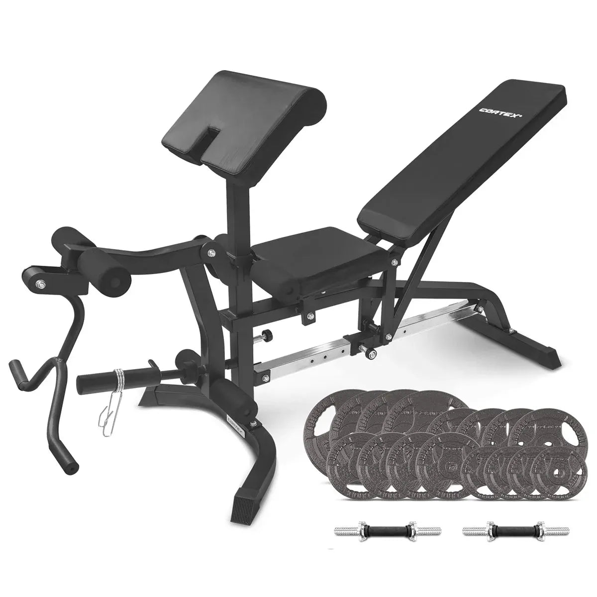 CORTEX BN-11 Exercise FID Bench + 79kg Standard Tri-Grip Weight Plate and Dumbbell Package V572-CSBN-BN11-A