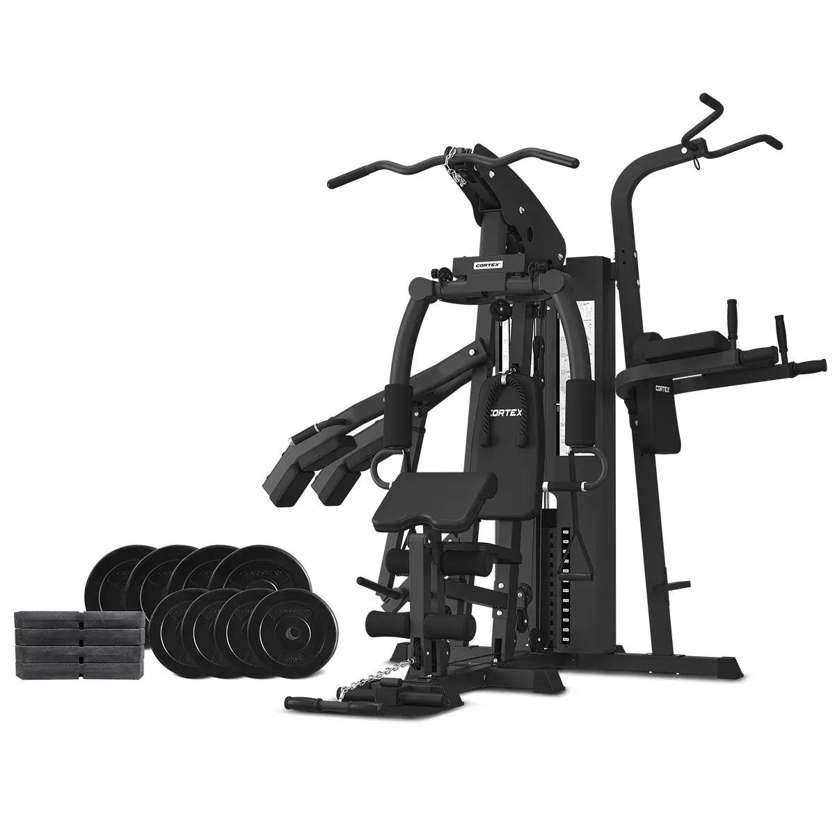 CORTEX GS7 Multi Station Multi-Function Home Gym with 98kg Stack + 60kg Standard Weights for Squat Station V572-CSST-GS7-B