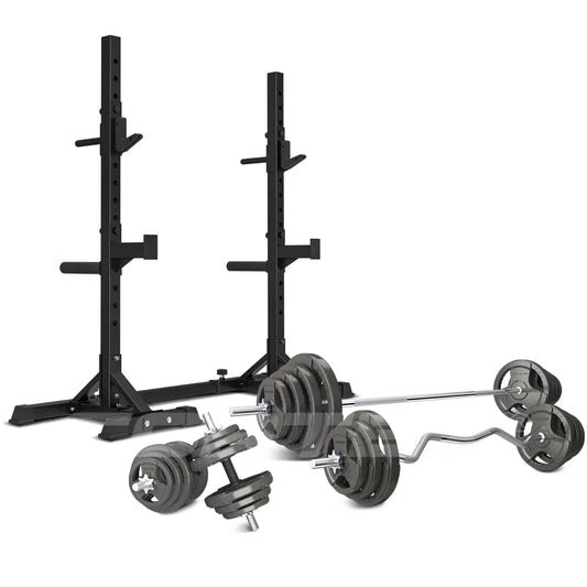 CORTEX SR10 Squat Rack with 90kg Standard Tri-Grip Weight and Bar Set V572-CSST-SR10-B