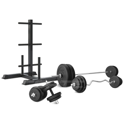 CORTEX 90kg EnduraCast Barbell Weight Set with Weight Tree V572-CSST-WPSECSET-B