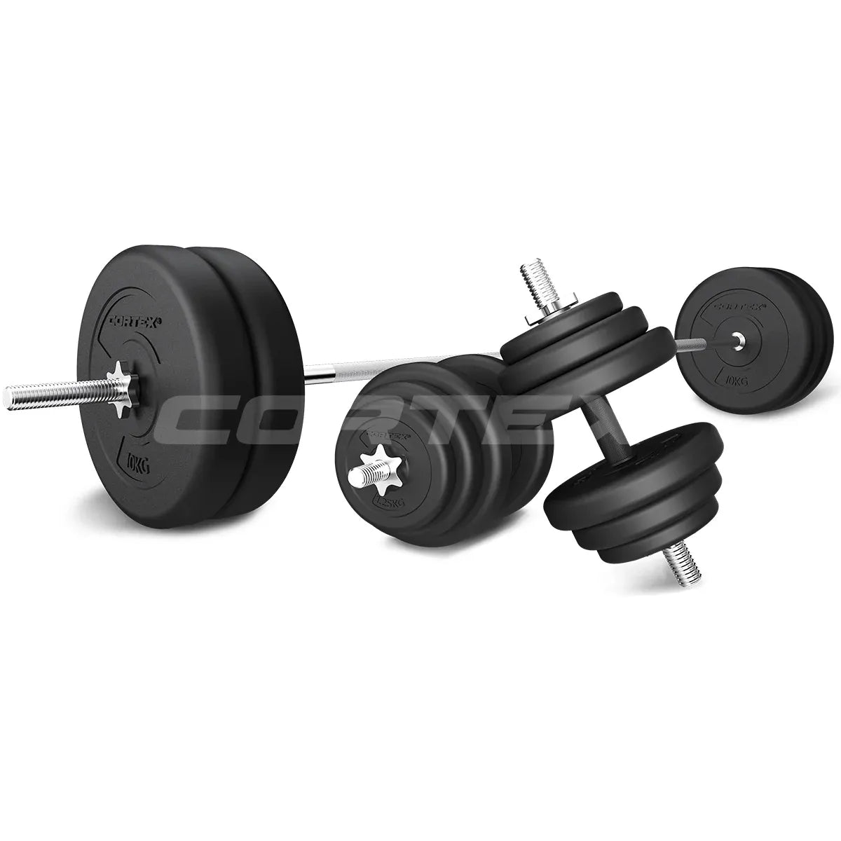 CORTEX 85kg EnduraShell Barbell & Dumbbell Weight Set V572-CSST-WPSECSET-O