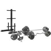 CORTEX 90kg Tri-Grip Standard Barbell Weight Set with Weight Tree 25mm V572-CSST-WPSTGSET-B