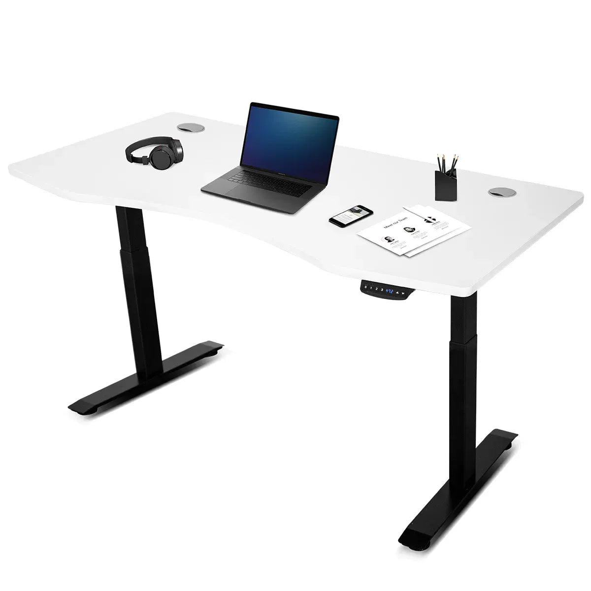 Lifespan Fitness ErgoDesk AUTO Series Automatic Standing Desk 150cm in White & Black V572-LFDK-EDKWB-150
