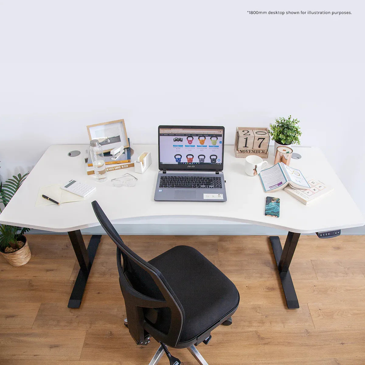 Lifespan Fitness ErgoDesk AUTO Series Automatic Standing Desk 150cm in White & Black V572-LFDK-EDKWB-150
