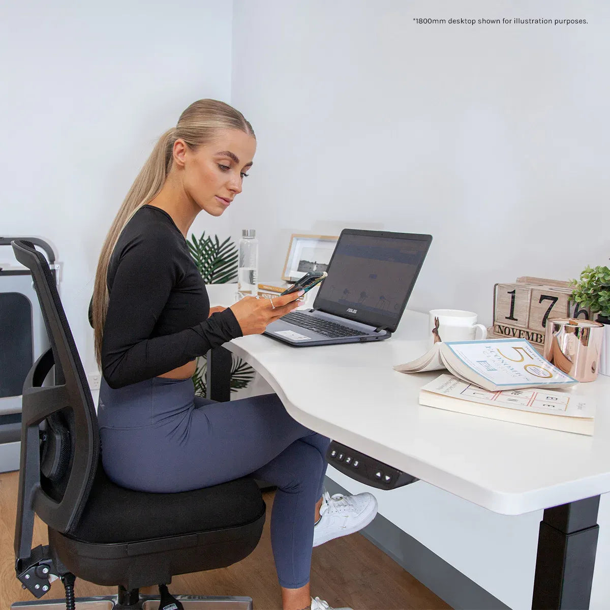 Lifespan Fitness ErgoDesk AUTO Series Automatic Standing Desk 150cm in White & Black V572-LFDK-EDKWB-150