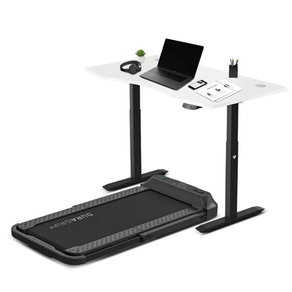 Lifespan Fitness V-FOLD Treadmill with ErgoDesk Automatic Standing Desk 1500mm in White/Black V572-LFTM-VFOLD-A