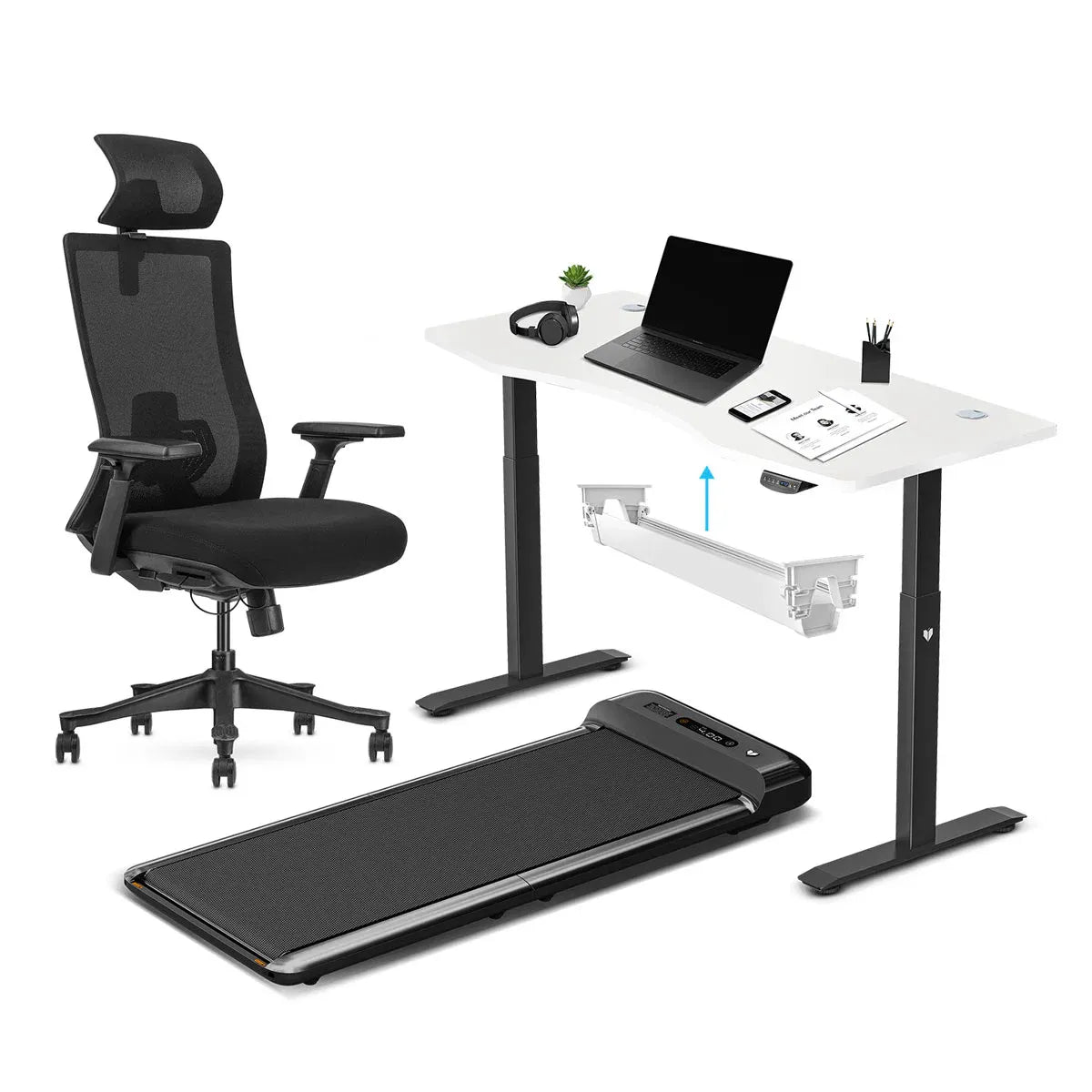 Lifespan Fitness WalkingPad M2 + ErgoDesk 1500mm White + Cable Management + DM9 Chair V572-LFTM-WPADM2-I
